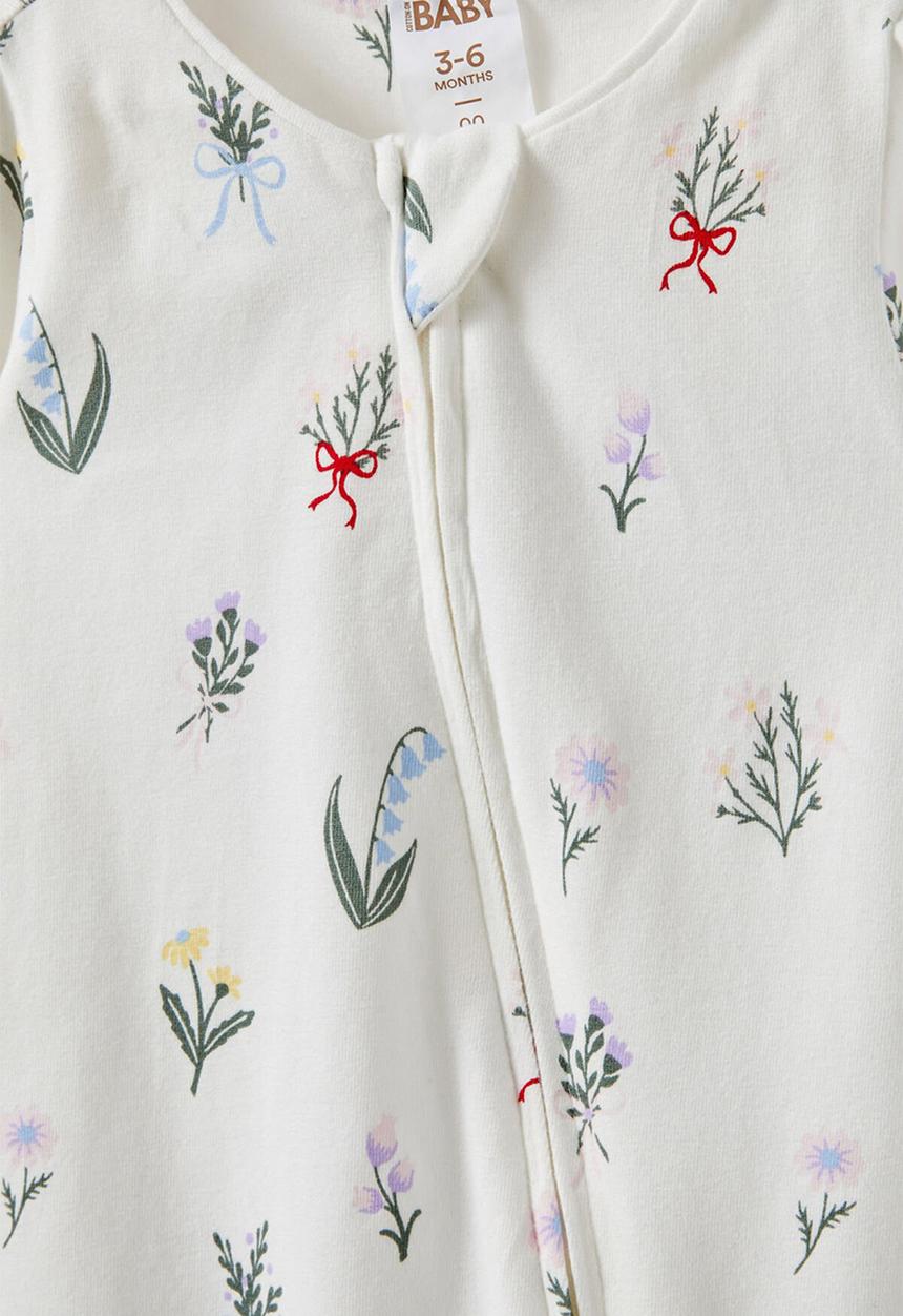 Cotton On - The long sleeve zip romper - vanilla/petite fleur