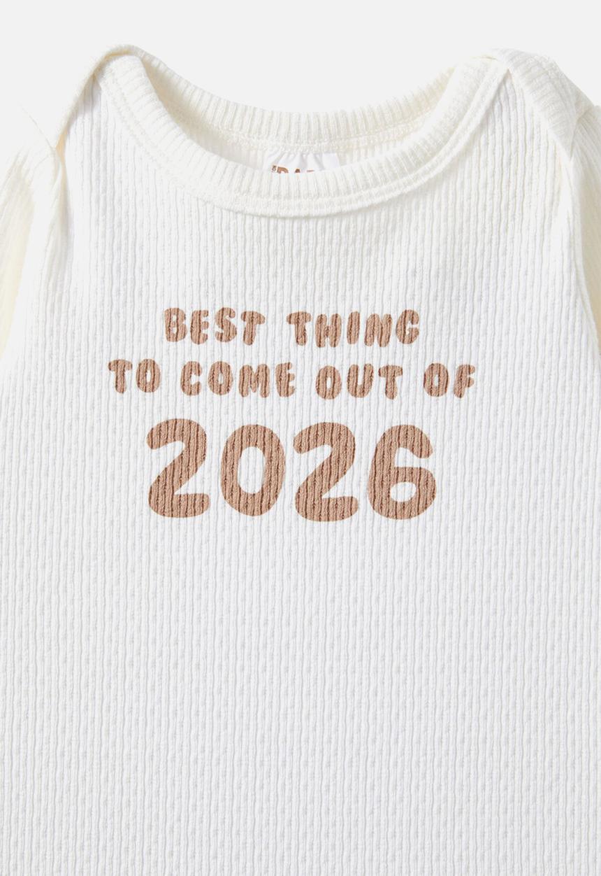 Cotton On - Organic pointelle long sleeve bubbysuit - milk/best thing 2026