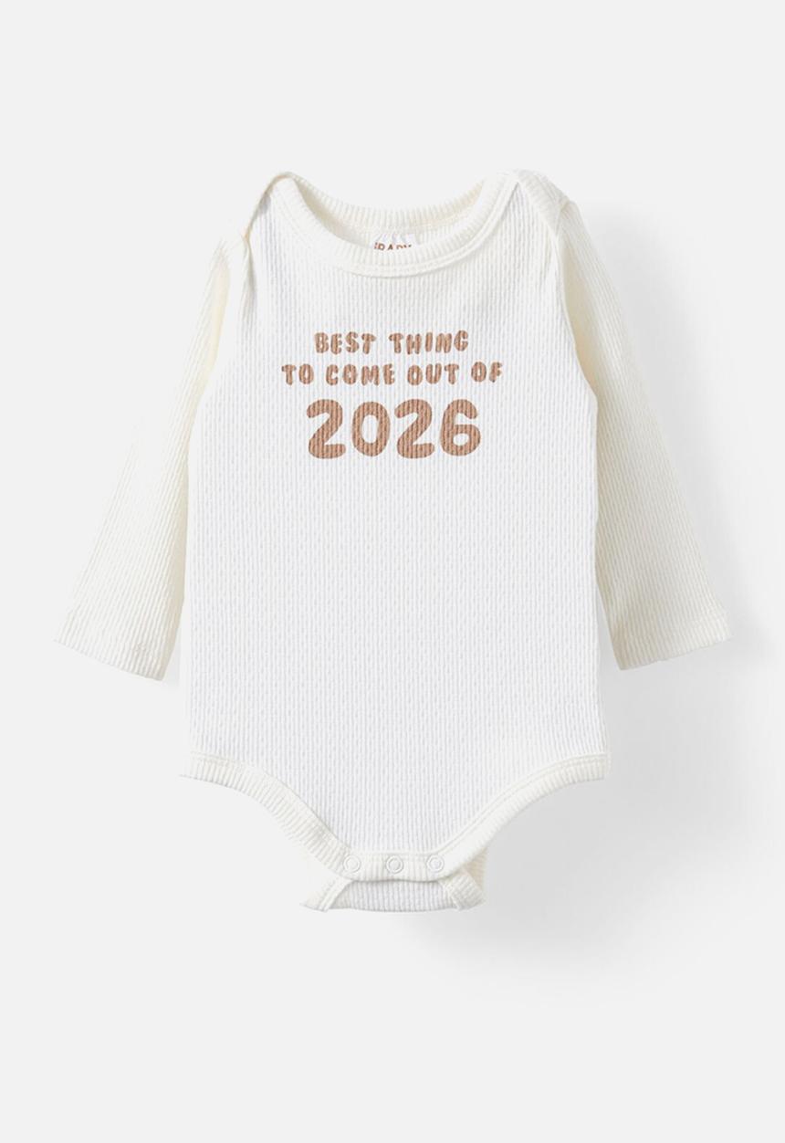 Cotton On - Organic pointelle long sleeve bubbysuit - milk/best thing 2026