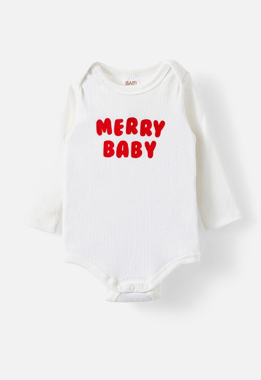 Cotton On - Organic pointelle long sleeve bubbysuit - milk/merry baby