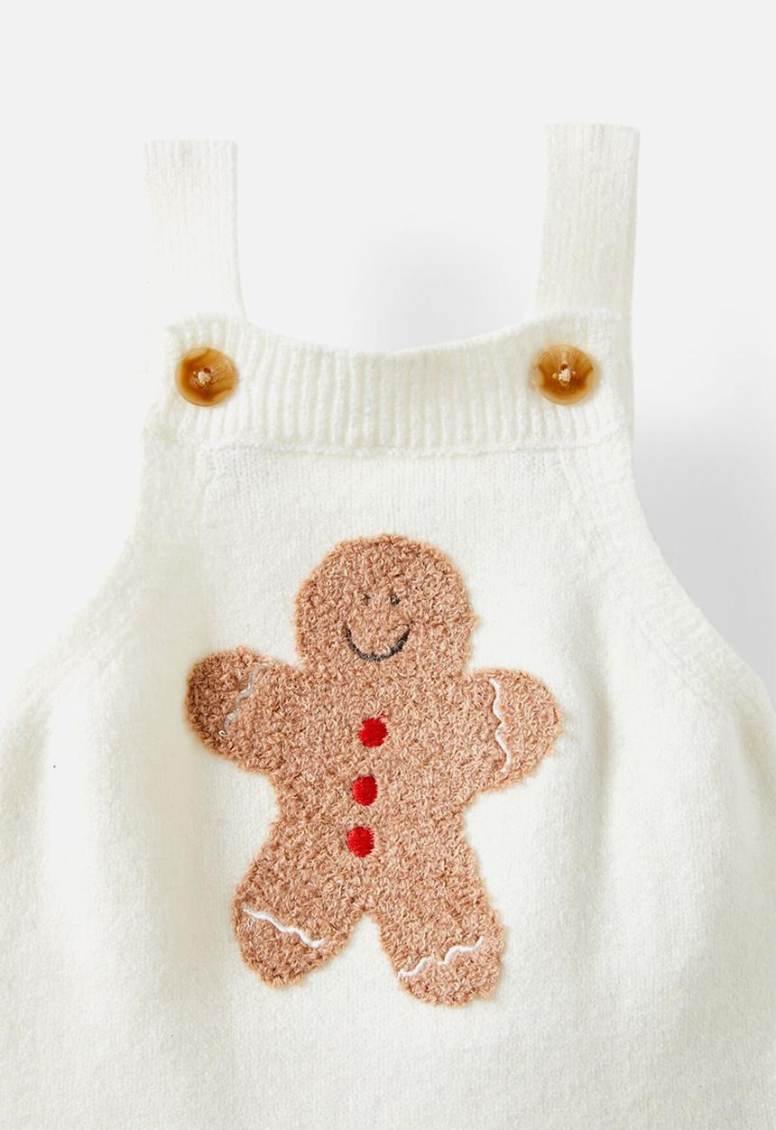 Cotton On - Organic knit bubbysuit - milk/gingerbread man