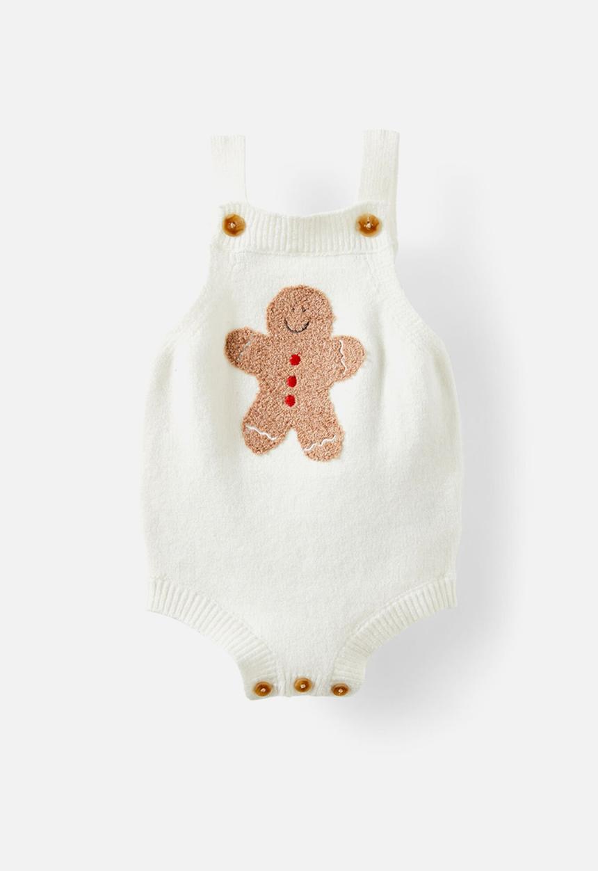 Cotton On - Organic knit bubbysuit - milk/gingerbread man