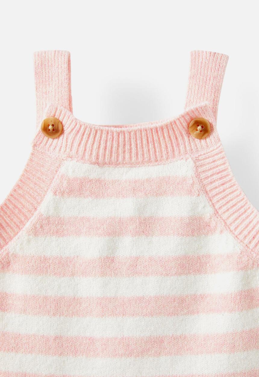 Cotton On - Organic knit bubbysuit - soft musk marle-milk/stripe