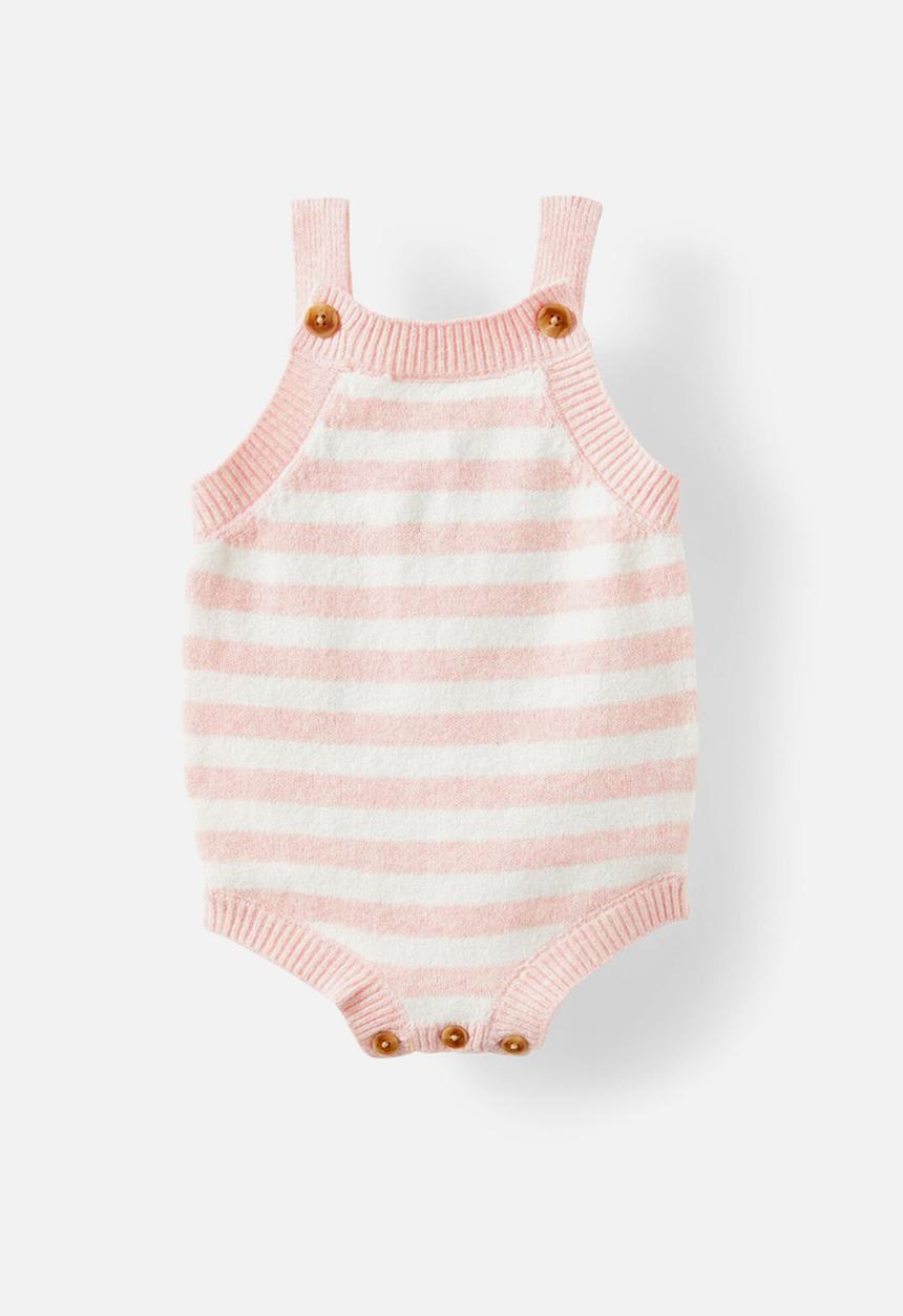 Cotton On - Organic knit bubbysuit - soft musk marle-milk/stripe