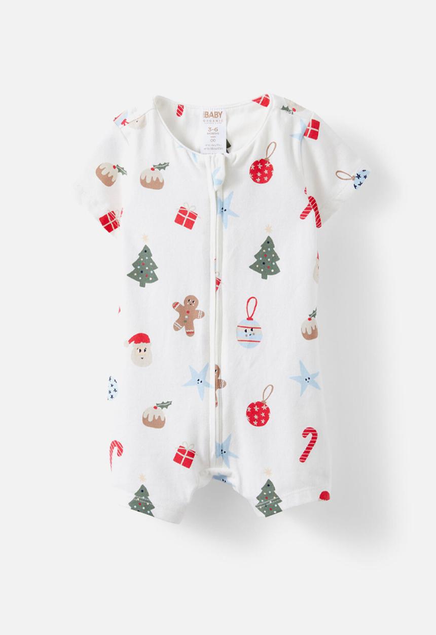 Cotton On - The short sleeve zip romper - vanilla/merry cute