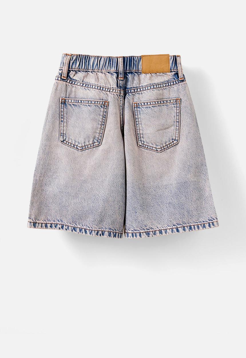 Cotton On - Super baggy denim jort - airlie light blue/pink tint