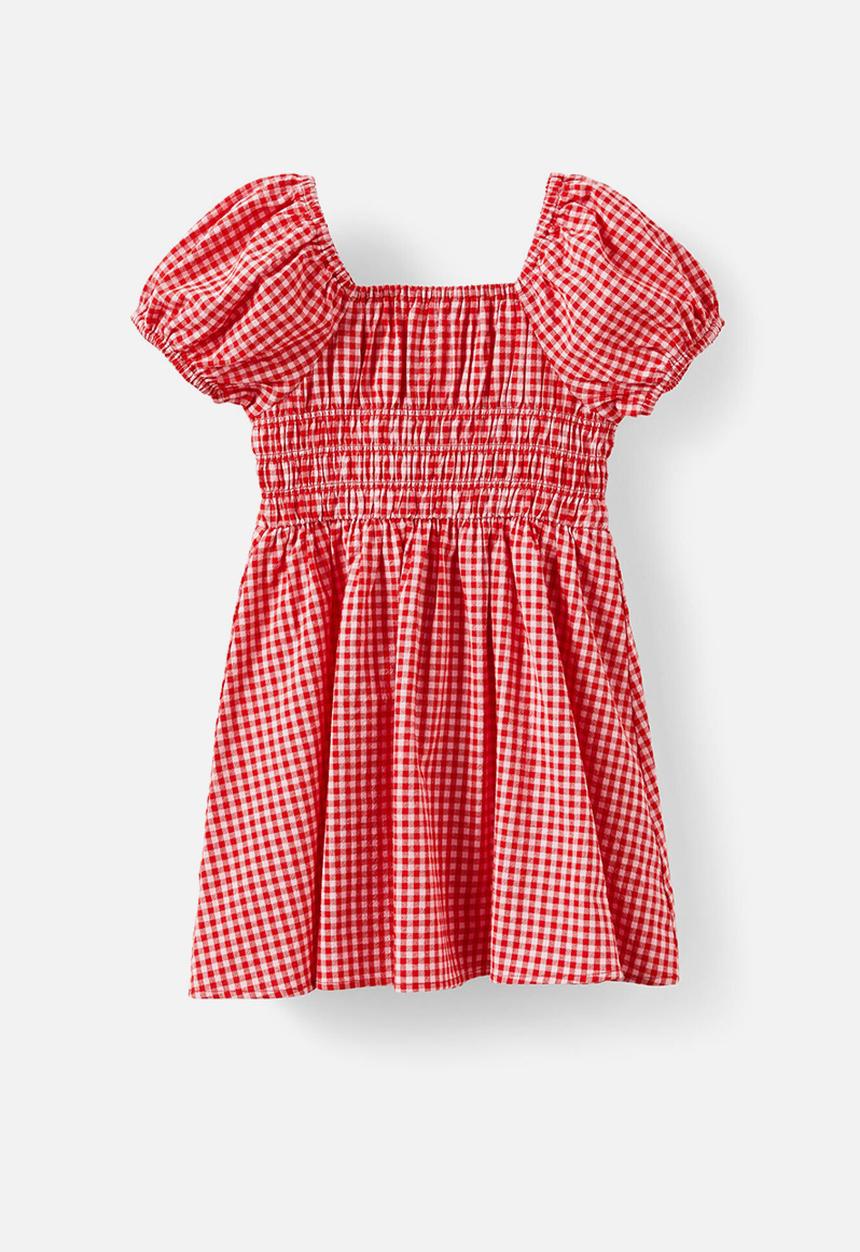 Cotton On - Emerson puff sleeve dress - varsity red & fairy pink gingham