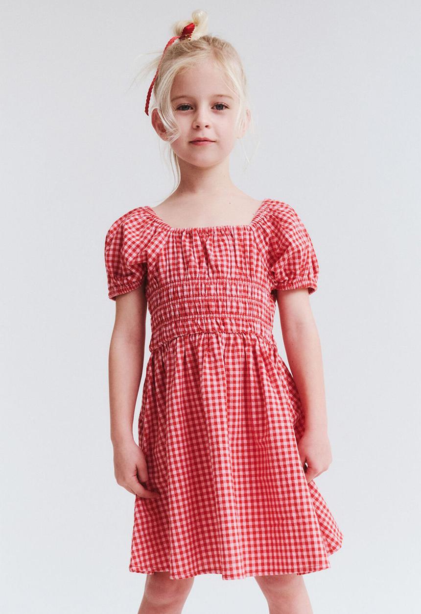 Cotton On - Emerson puff sleeve dress - varsity red & fairy pink gingham