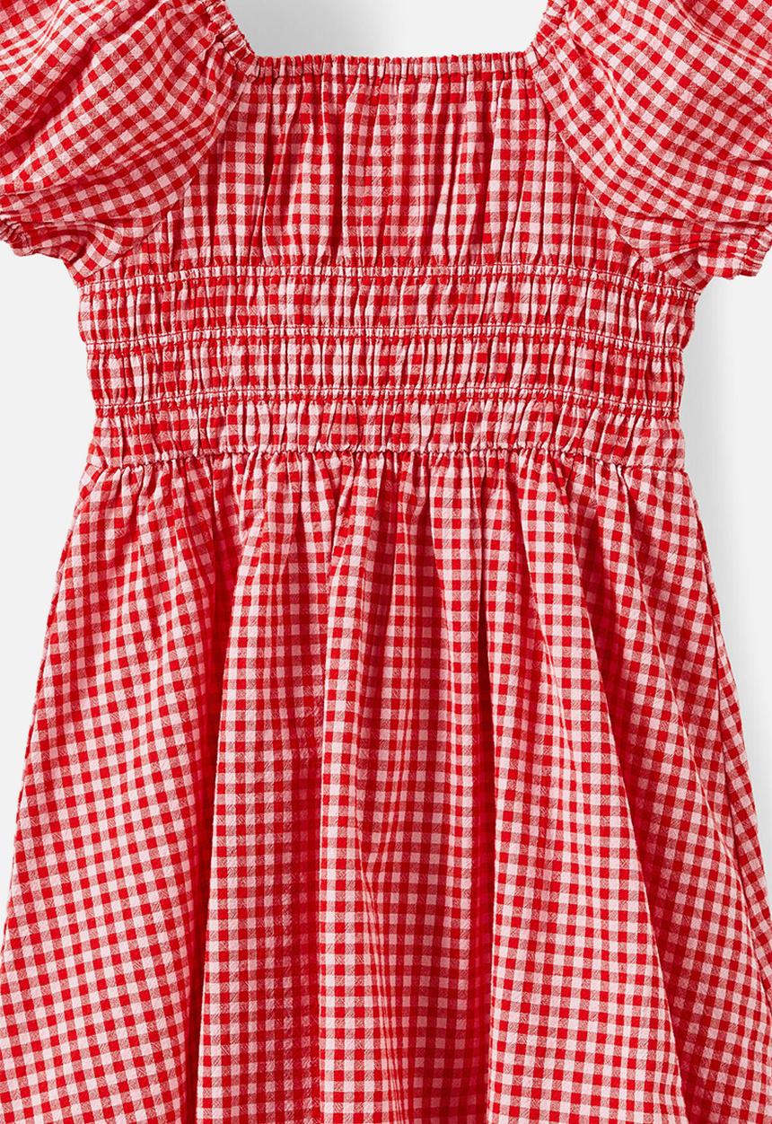Cotton On - Emerson puff sleeve dress - varsity red & fairy pink gingham