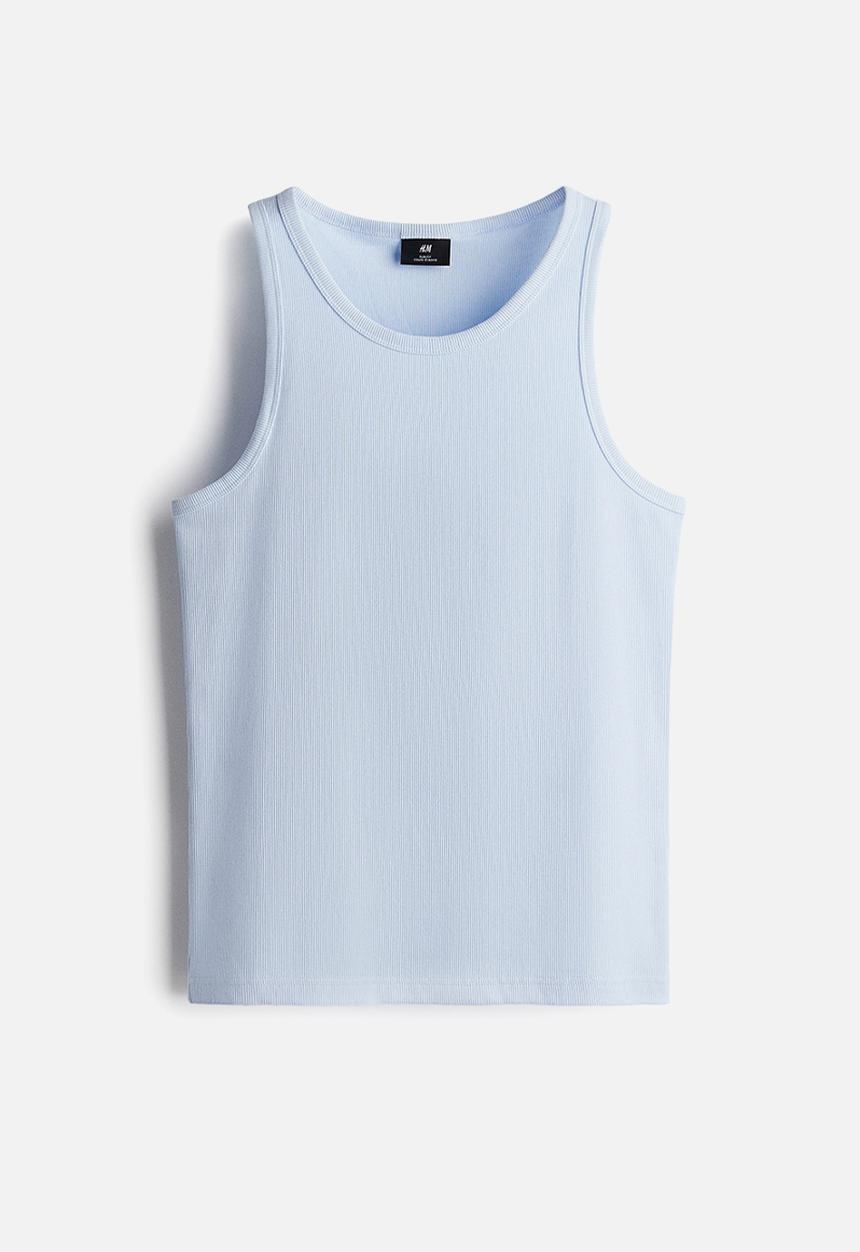 H&M - Slim fit ribbed vest top - light blue