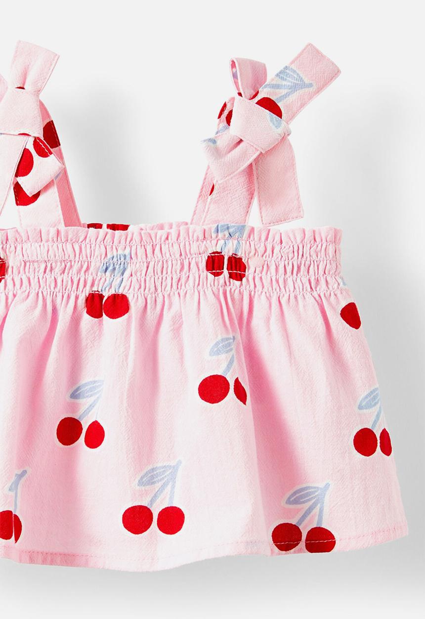 Cotton On - Gigi shirred top - blush pink cherries