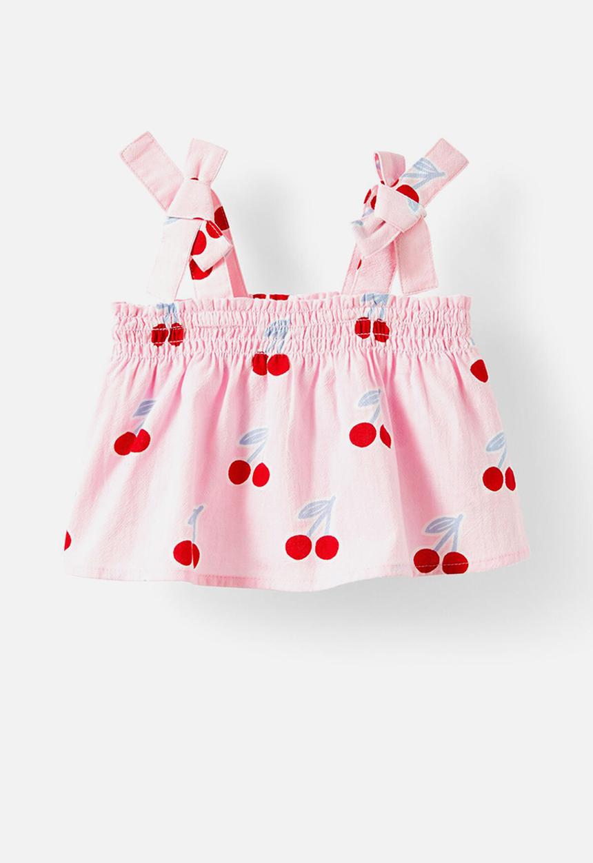 Cotton On - Gigi shirred top - blush pink cherries