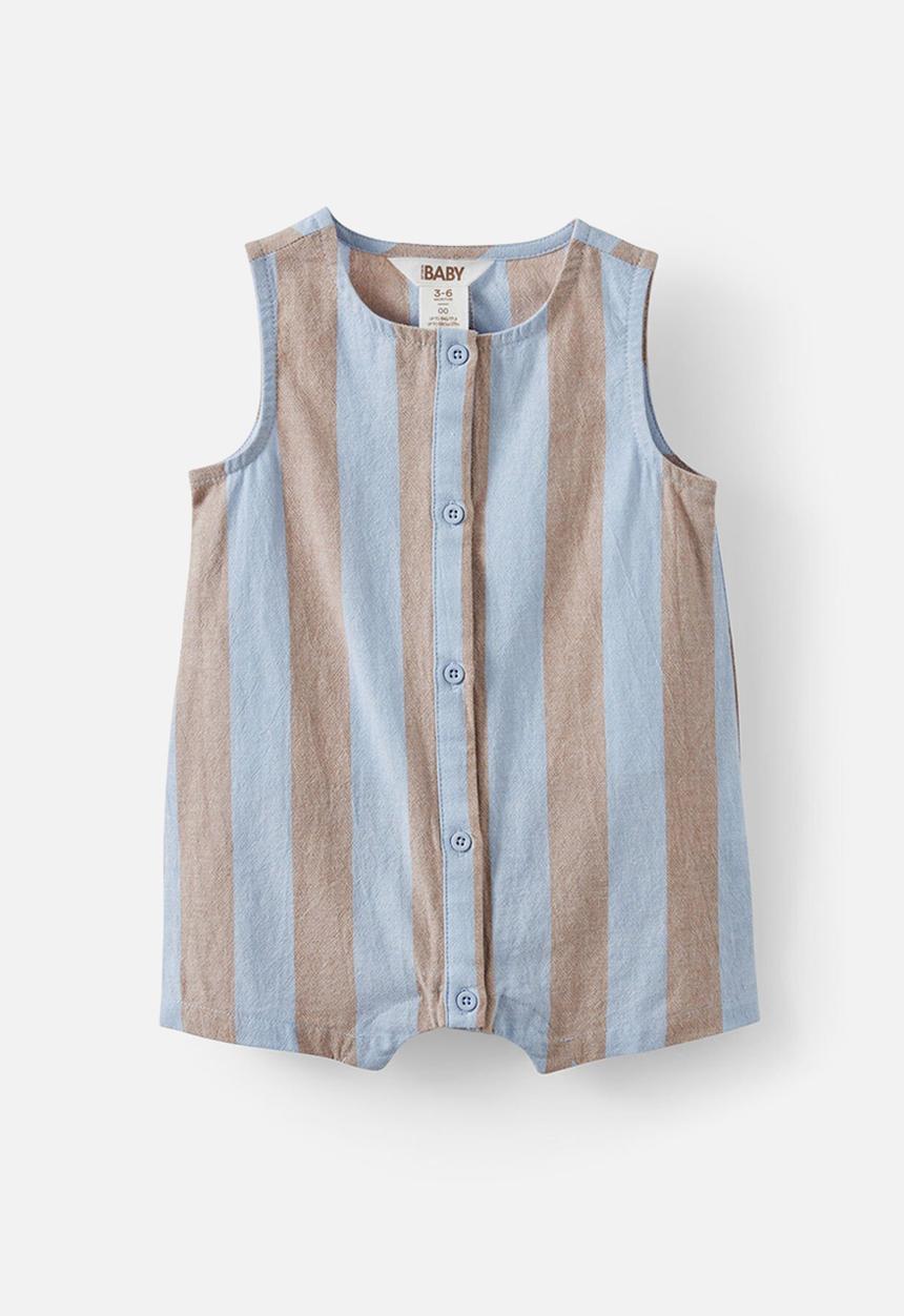 Cotton On - Jack sleeveless playsuit - dawn blue & oatmilk stripe