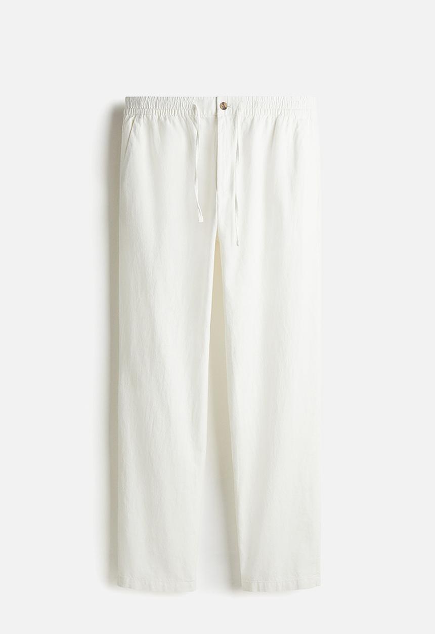 H&M - Regular fit linen-blend trousers - white