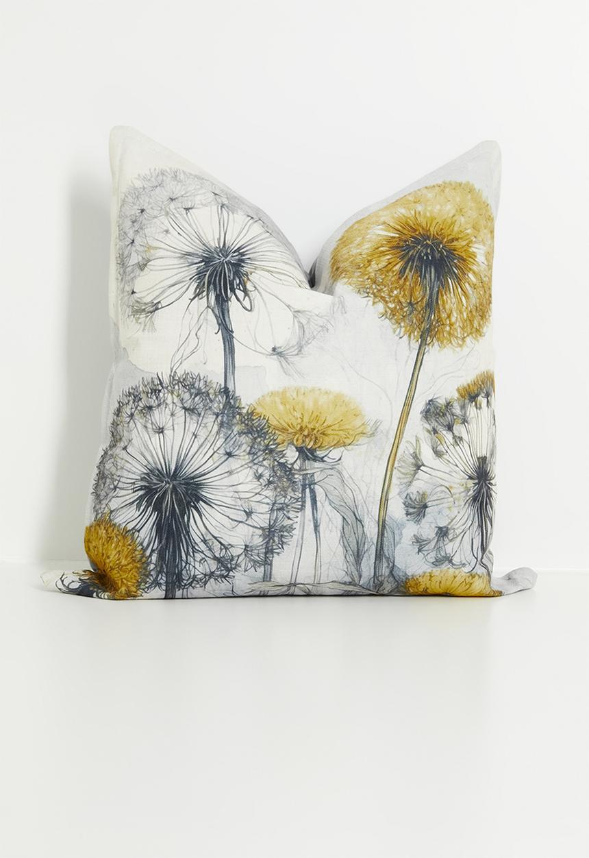 Grey Gardens - Golden Dandelion Cushion Cover - Multi
