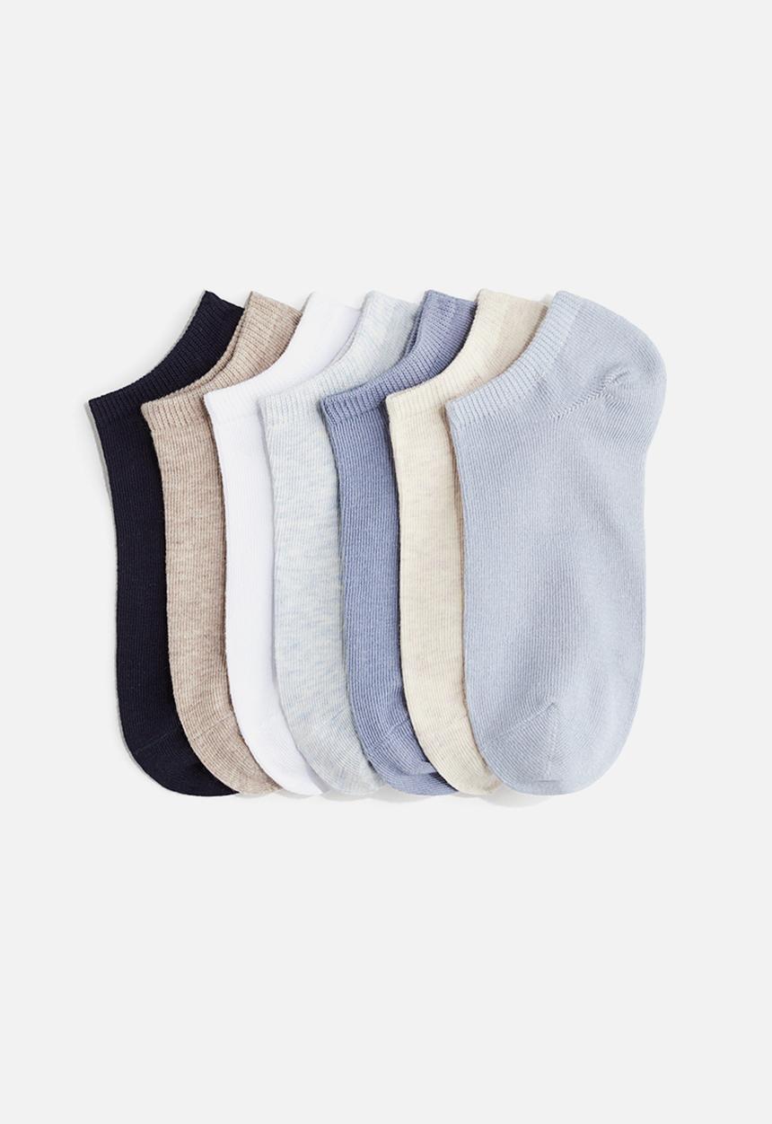 H&M - 7 pack trainer socks - light blue & dusty blue 