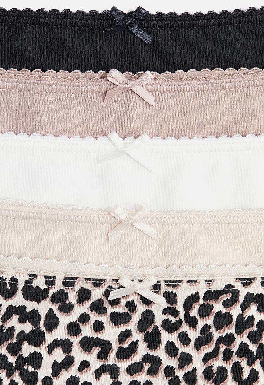 H&M - 5 pack brazilian briefs - light beige leopard print 