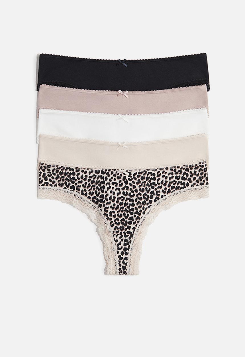 H&M - 5 pack brazilian briefs - light beige leopard print 