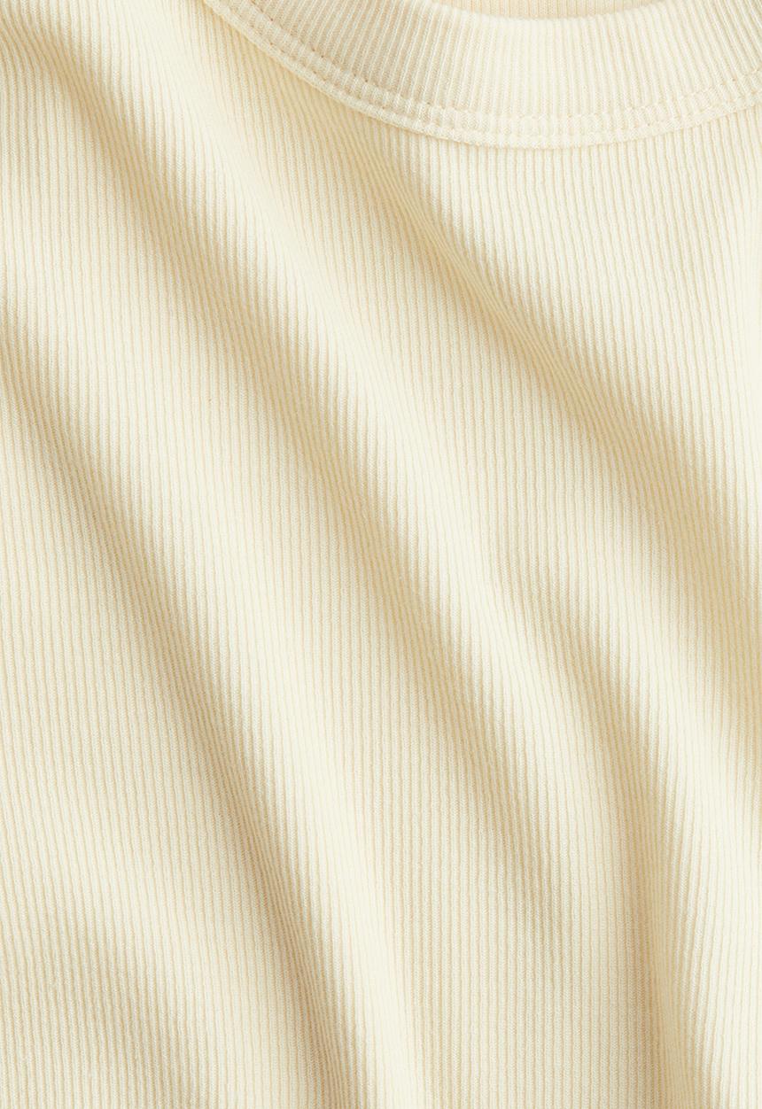 H&M - Ribbed modal-blend t-shirt - pale yellow