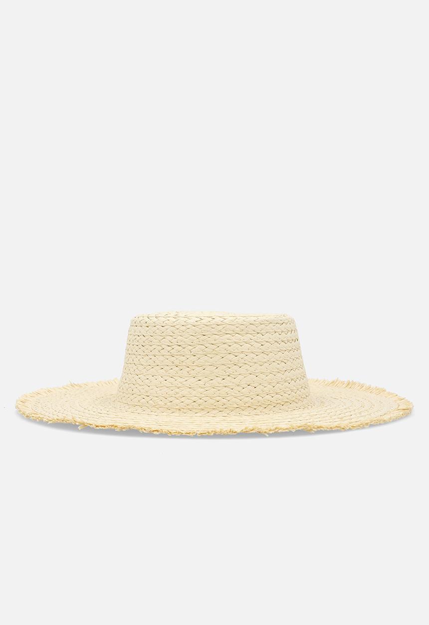 Tessa Design - Christina frayed edge straw sun hat - neutral