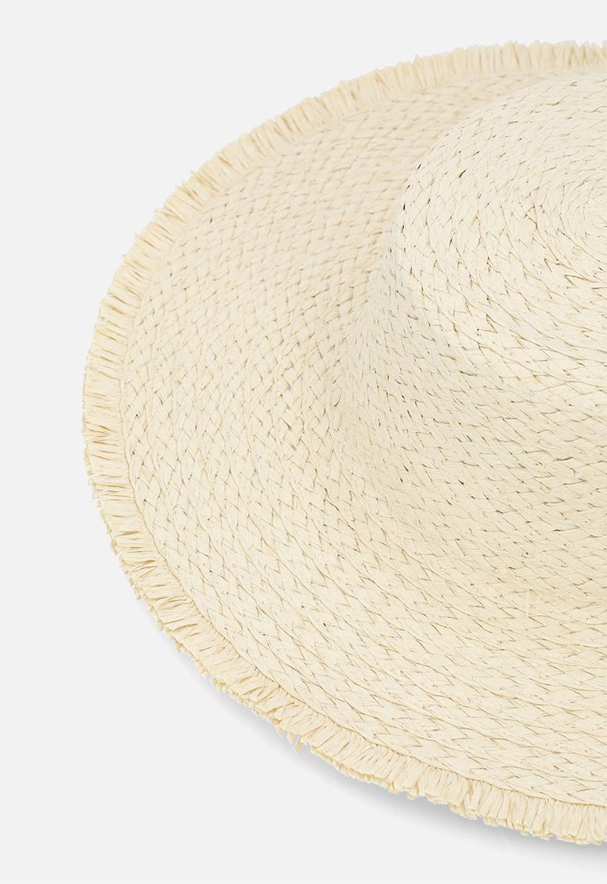 Tessa Design - Christina frayed edge straw sun hat - neutral