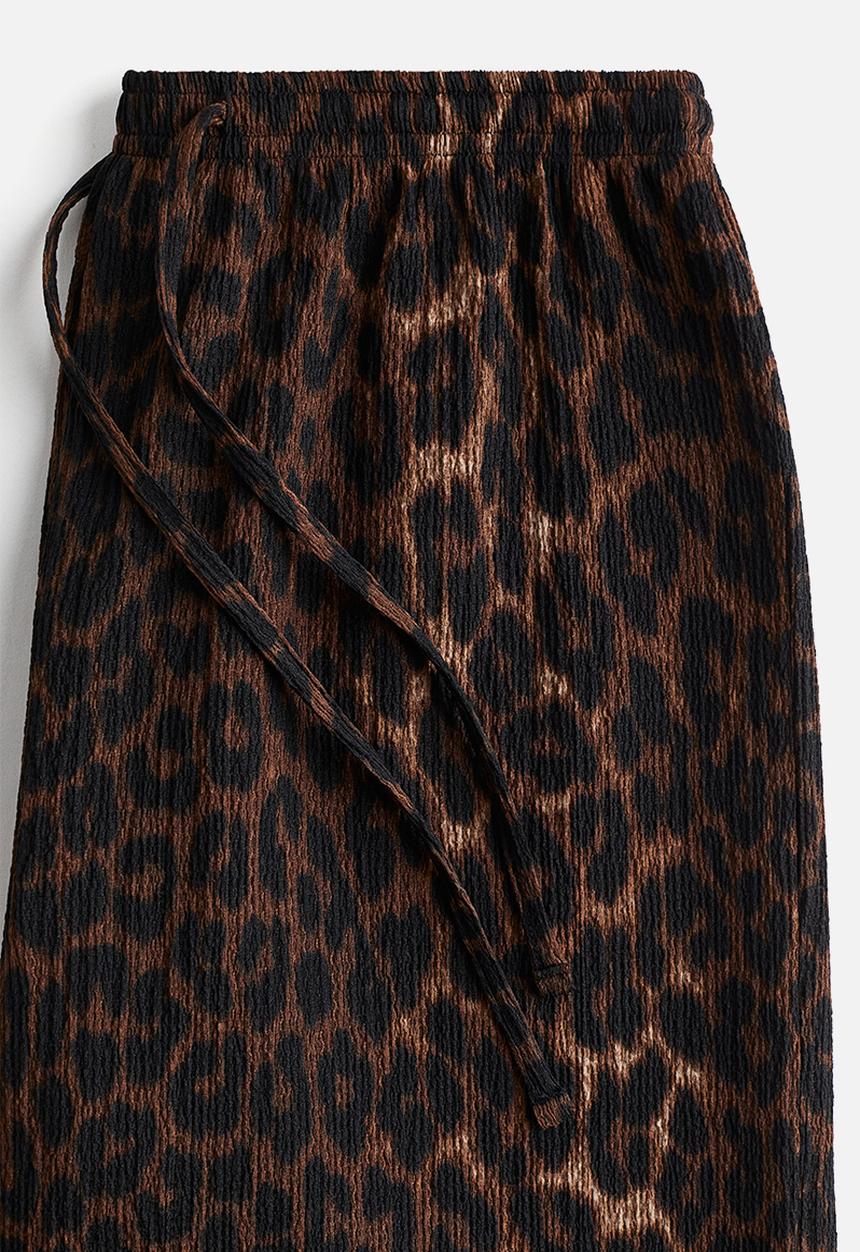 H&M - Wide pull-on trousers - dark brown leopard print 
