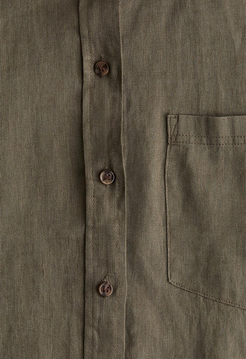 H&M - Linen shirt - dark khaki green