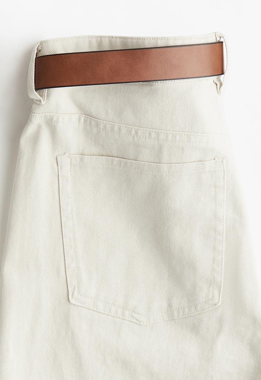 H&M - Belted twill trousers - light beige