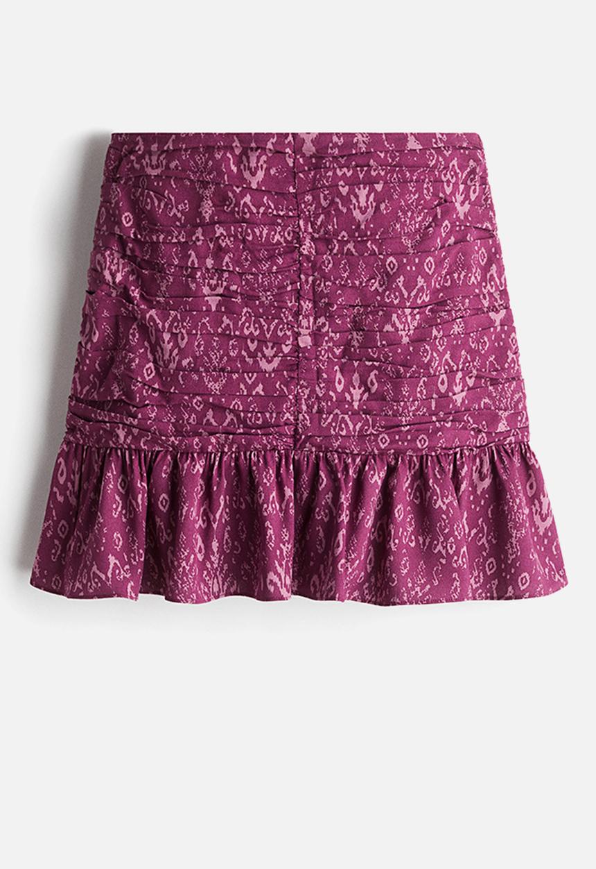 H&M - Gathered mini skirt - purple patterned 