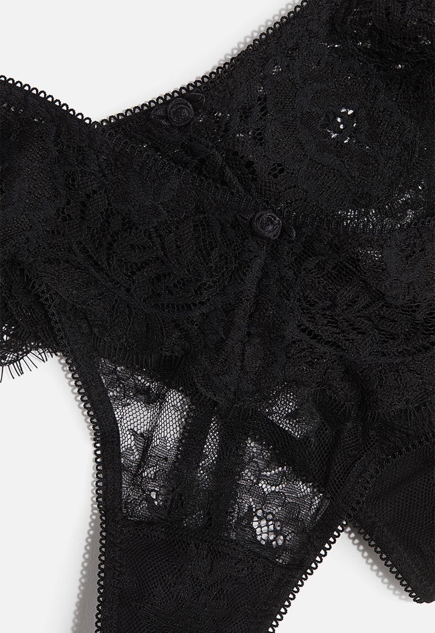 H&M - 2 pack lace thong briefs - black
