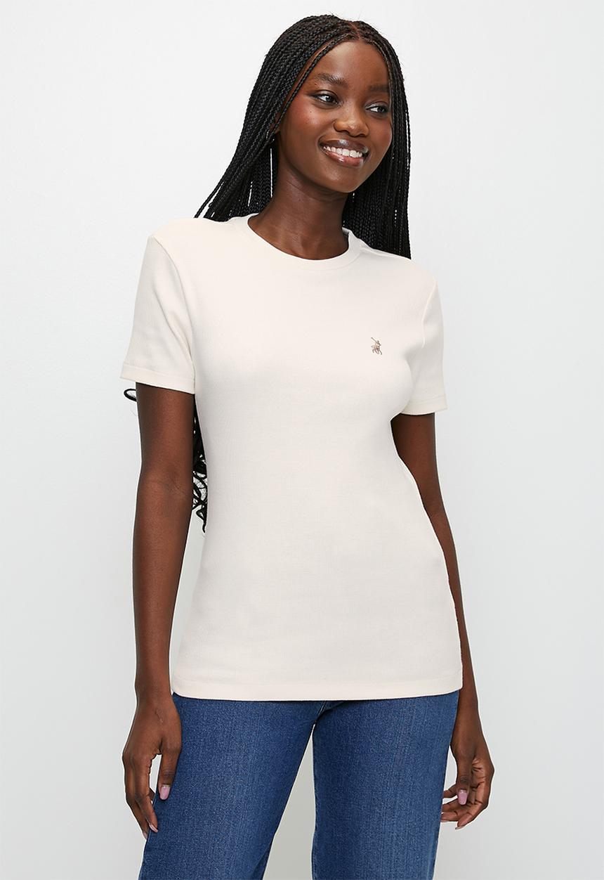 POLO - Wmn Lucy s/s Ribbed T-Shirt - Off White
