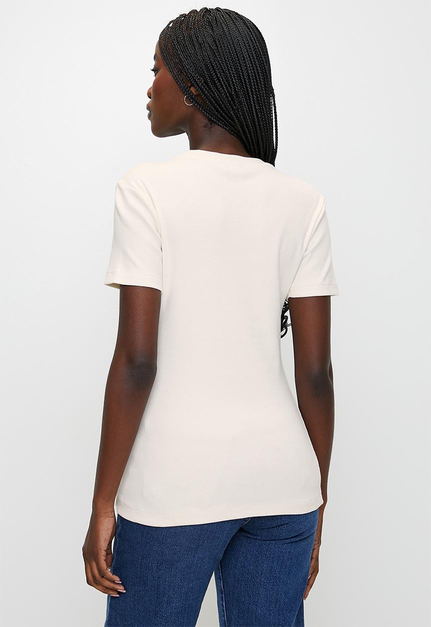 POLO - Wmn Lucy s/s Ribbed T-Shirt - Off White