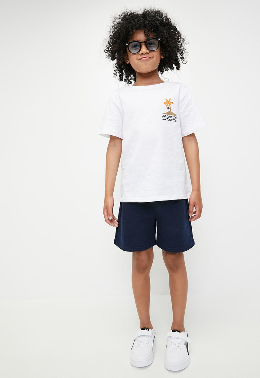Pop Candy - 2 pack graphic & slogan tee - white/navy