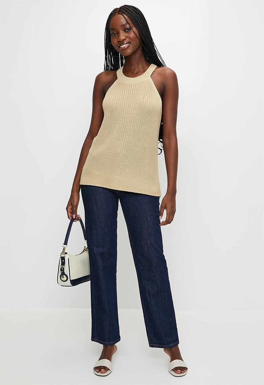 POLO - Wmn Harlow s/l Knitted Halter Top - Stone