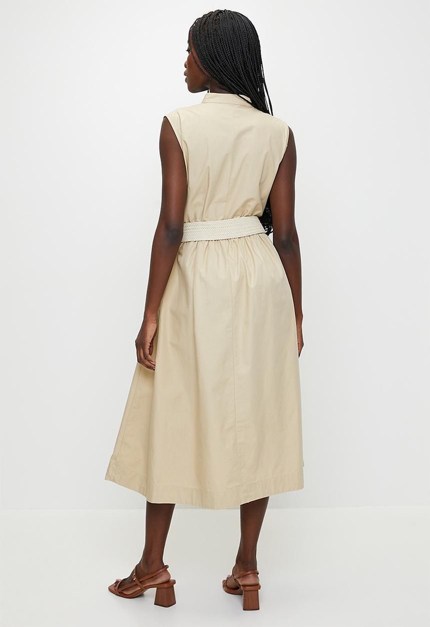 POLO - Wmn Rae s/l Belted Dress - Stone