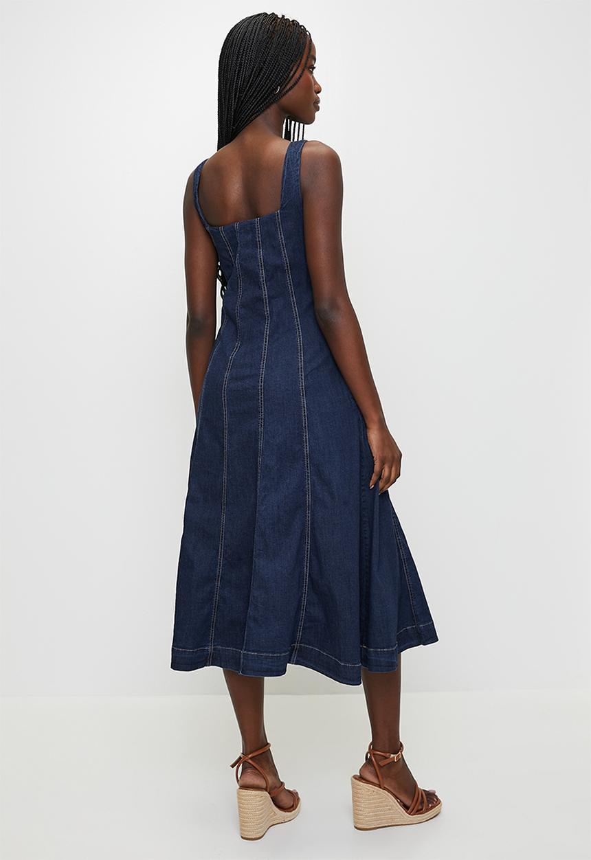 POLO - Tory sleeveless denim panelled dress - dark wash