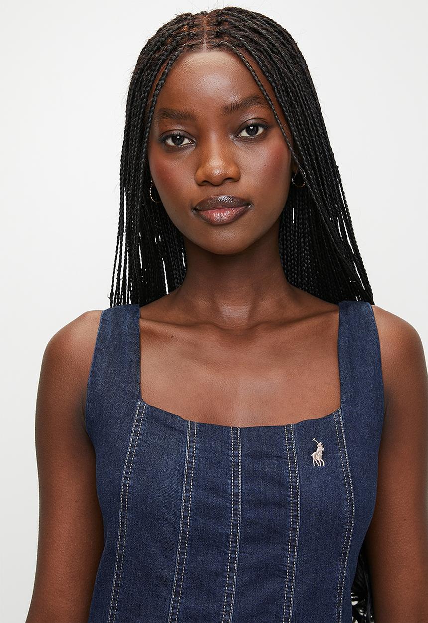 POLO - Tory sleeveless denim panelled dress - dark wash