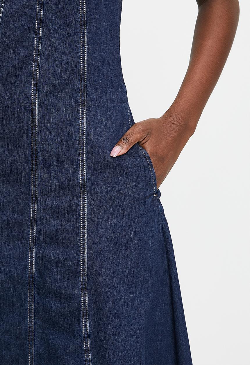 POLO - Tory sleeveless denim panelled dress - dark wash