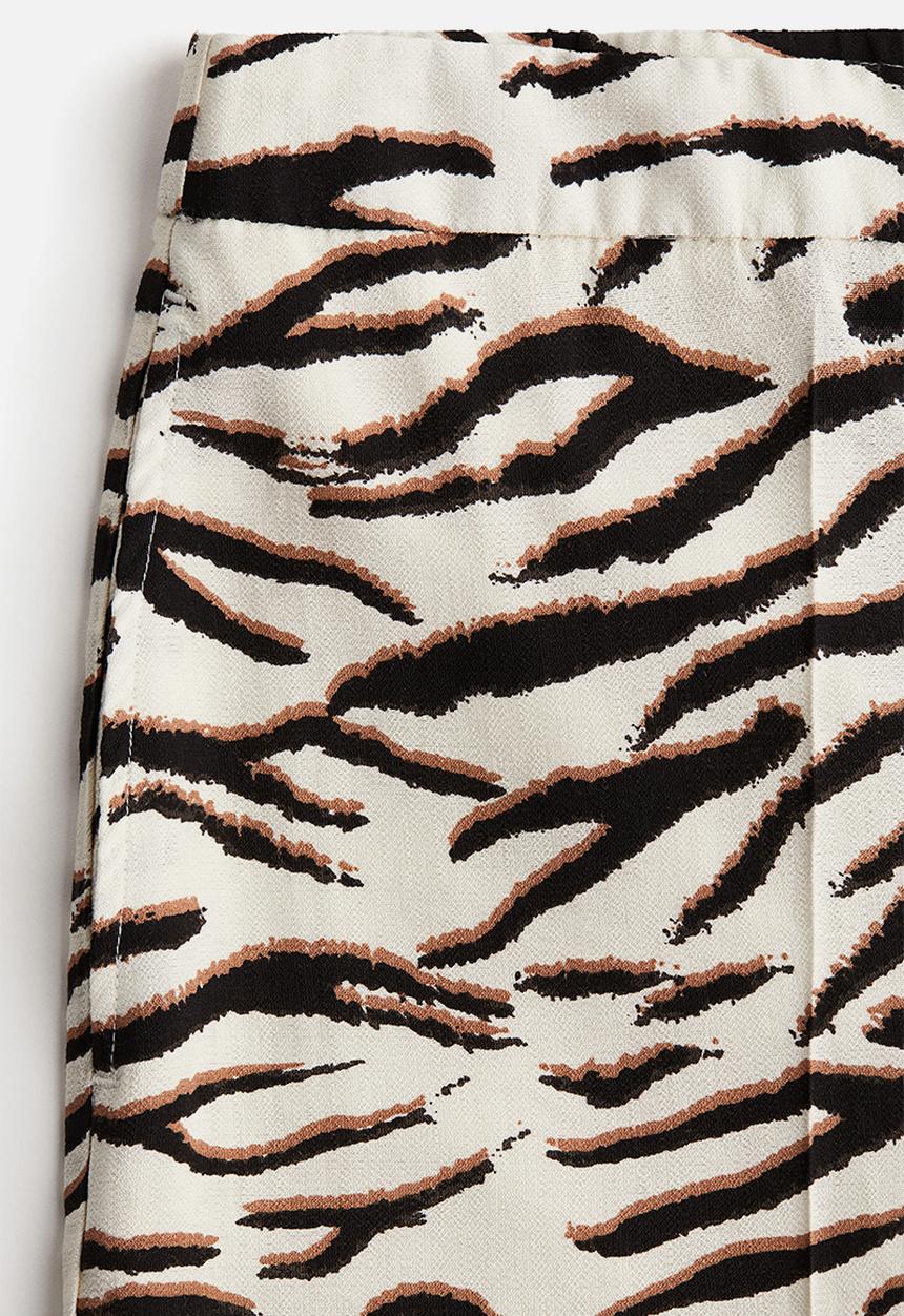 H&M - Wide trousers - cream zebra print