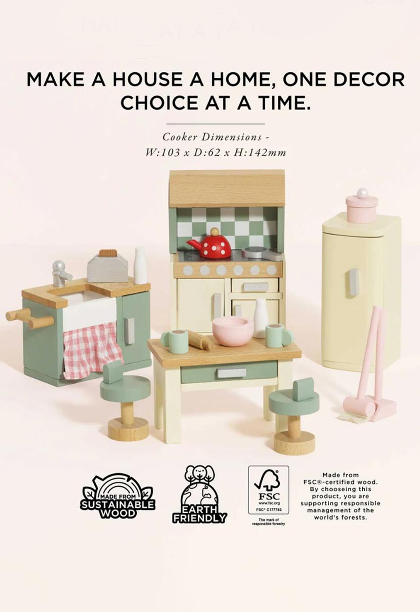 Le Toy Van - 20 Pcs  Kitchen Furniture - sage /beige