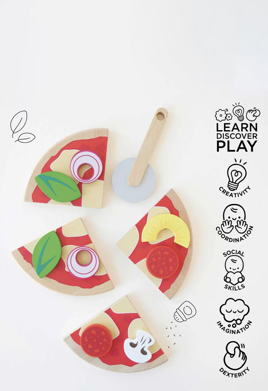 Le Toy Van - 13Pcs Pizza & Toppings with Slice Cutter - multi