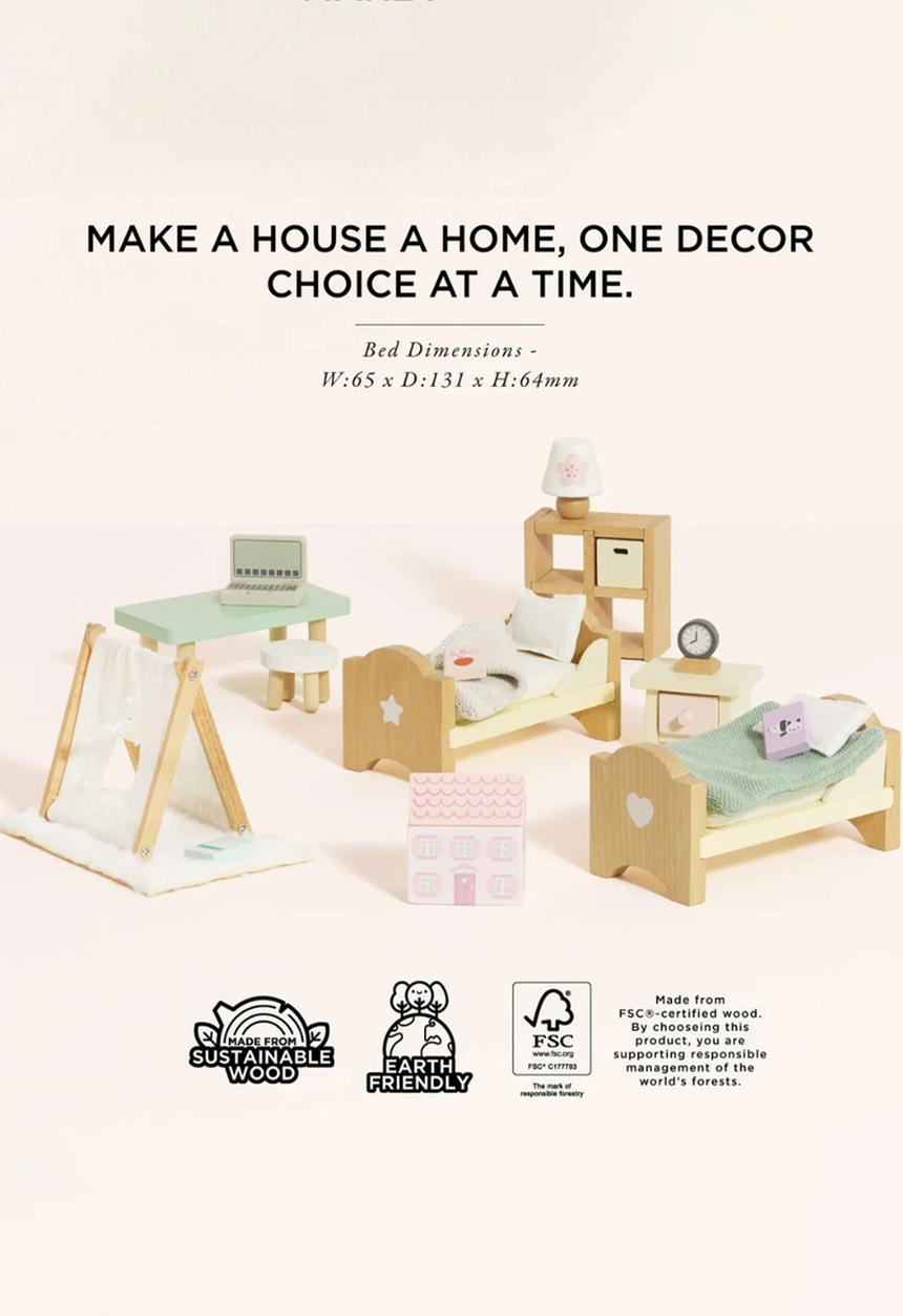 Le Toy Van - 20 Pcs childs bedroom furniture -  sage /beige