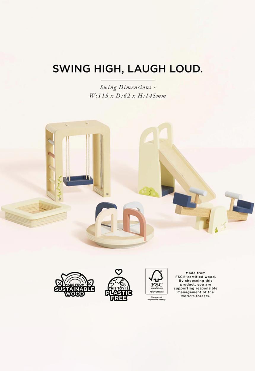 Le Toy Van - 5 Pc Dolls House outdoor play Furniture - sage /beige.