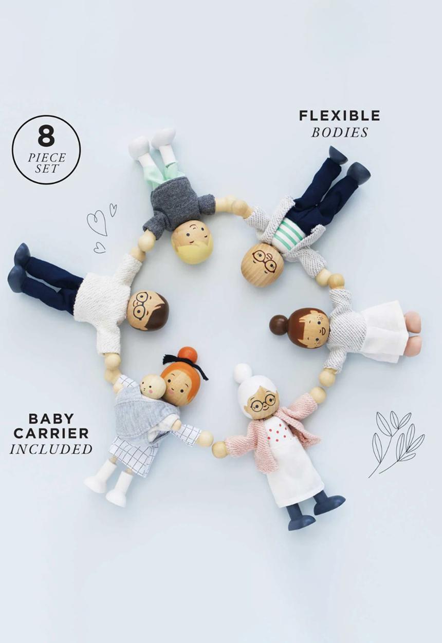 Le Toy Van - 7 Pc Dolls House Family Set - sage /beige