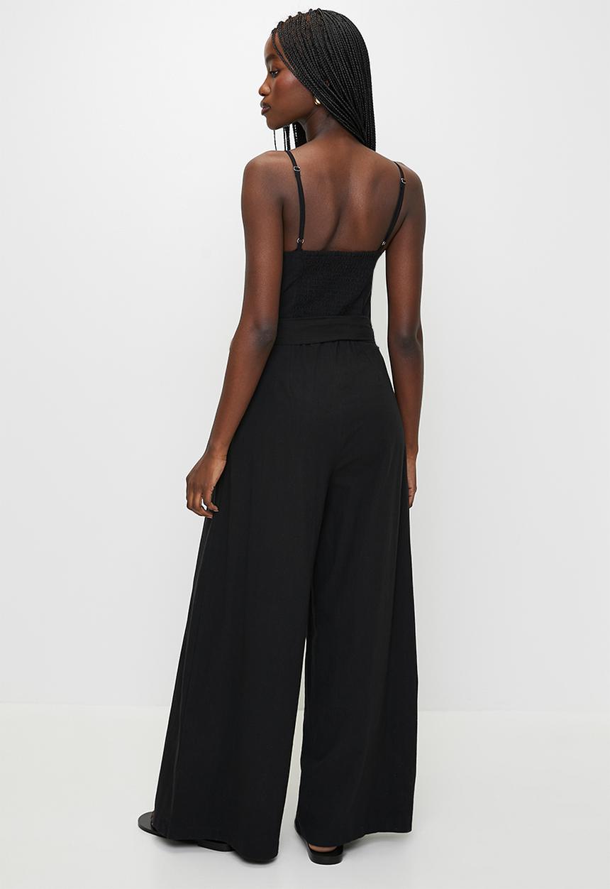 Brave Soul - Ladies Strappy Jumpsuit With Tie Waist Detail - Black