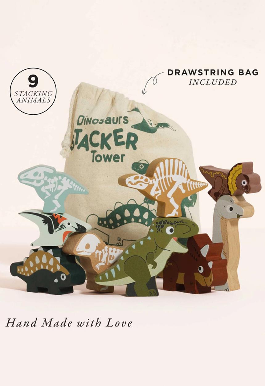 Le Toy Van - 10Pcs  Jurassic Stacking Dinosaurs & Bag - multi