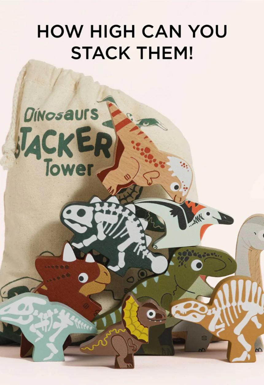 Le Toy Van - 10Pcs  Jurassic Stacking Dinosaurs & Bag - multi
