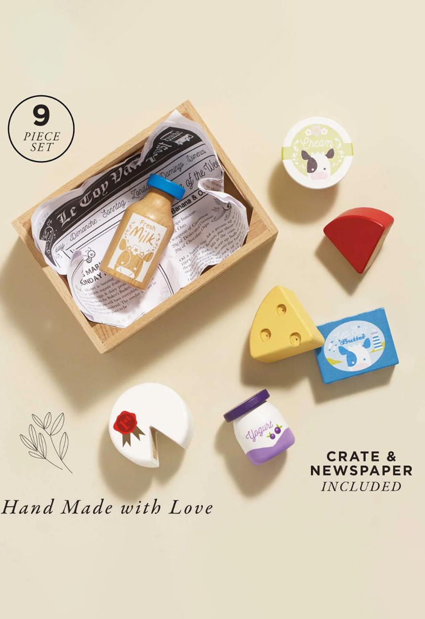 Le Toy Van - 8Pcs cheese & dairy food crate - multi