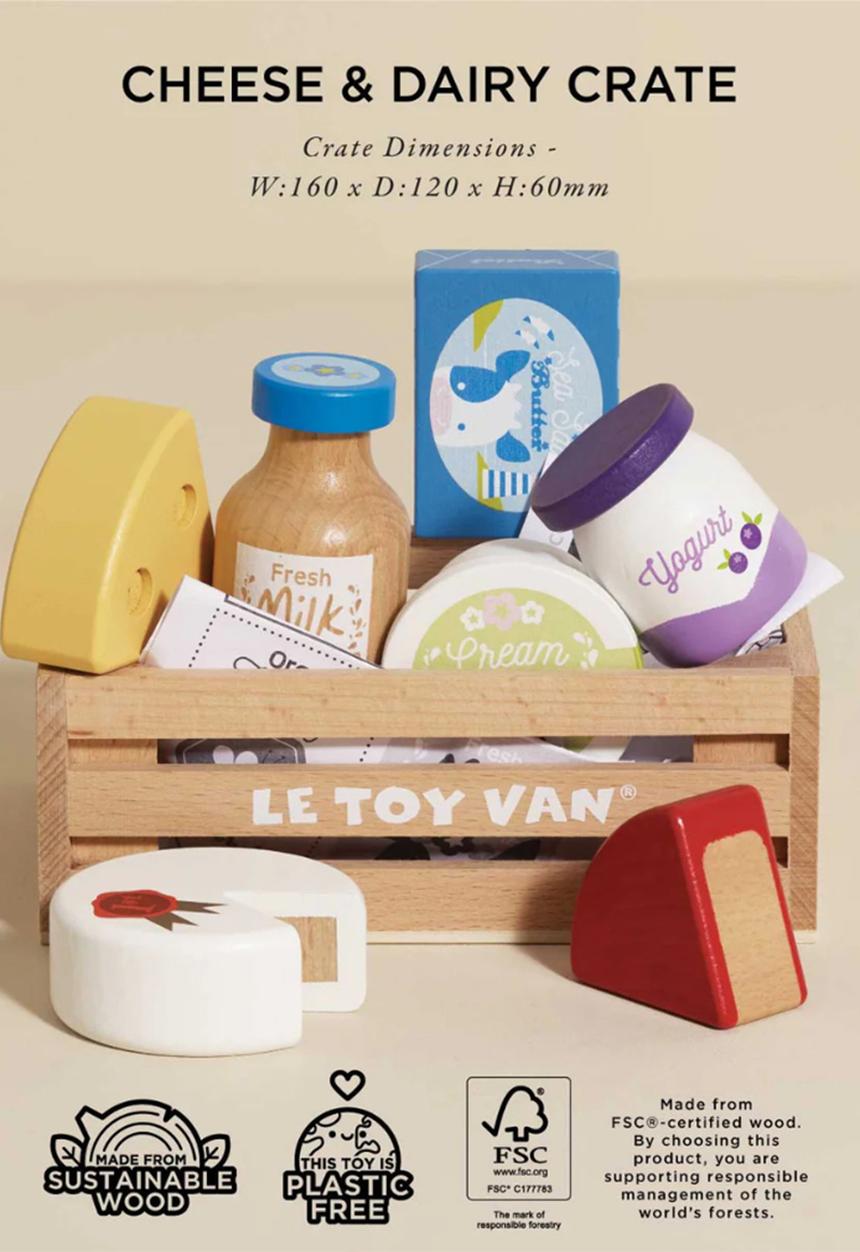 Le Toy Van - 8Pcs cheese & dairy food crate - multi