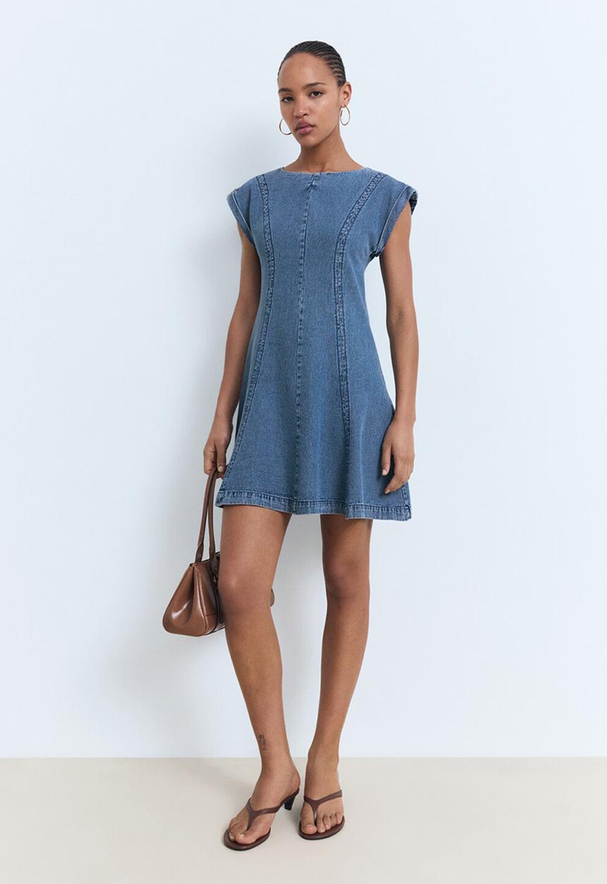 MANGO - Dress Ziga - Open Blue